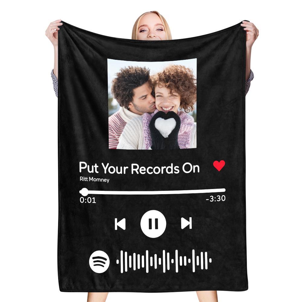 Music Code Song Photo Custom - Personalized Music Code Blanket