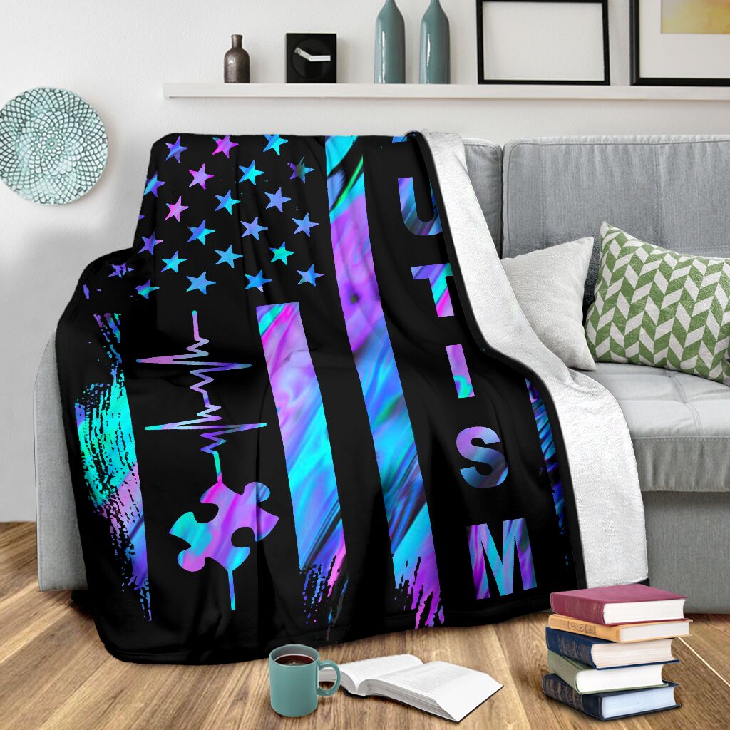 Autism Awareness American Flag Autism Awareness Blanket 0622