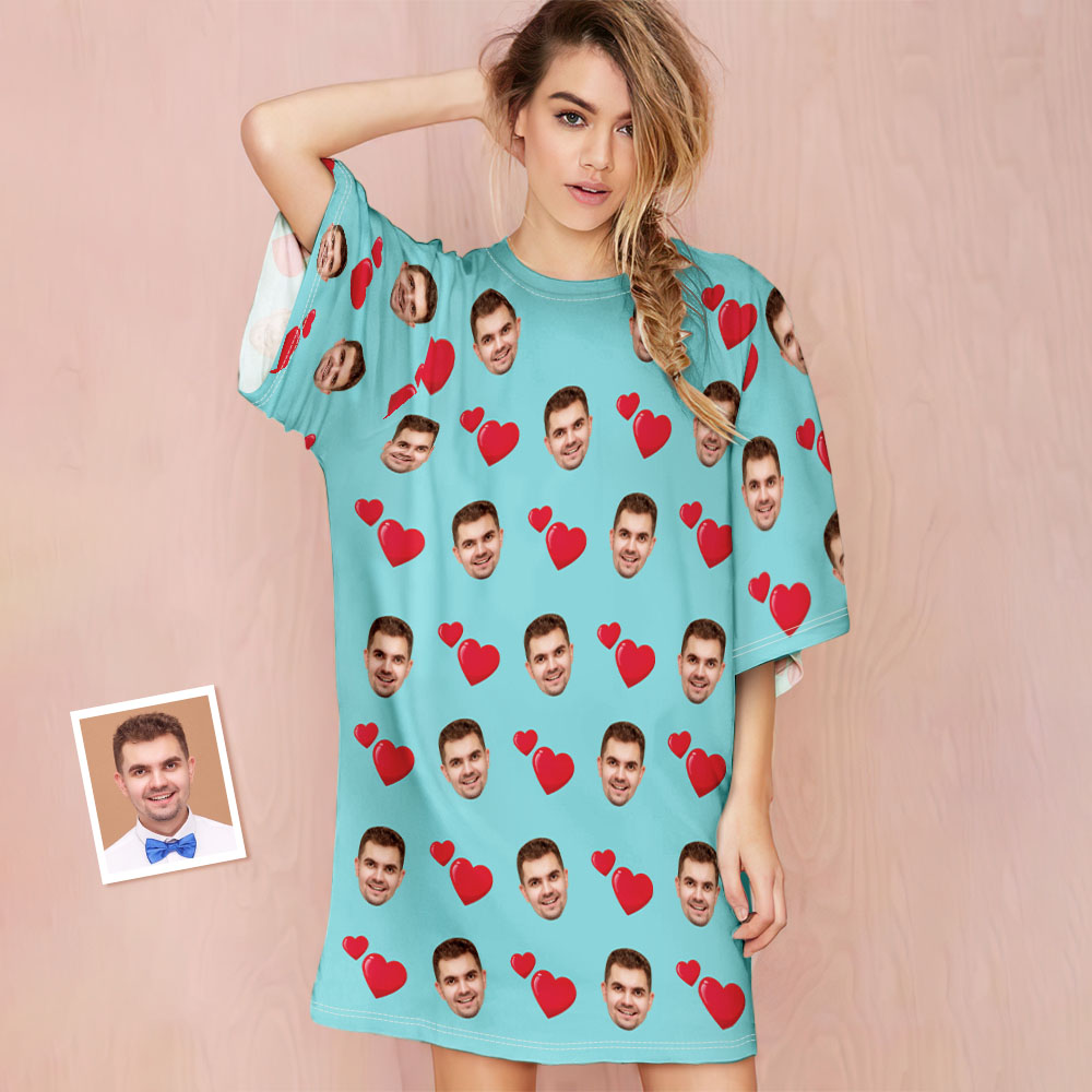 Custom Photo Face Nightdress - Personalized Couple Nightdress
