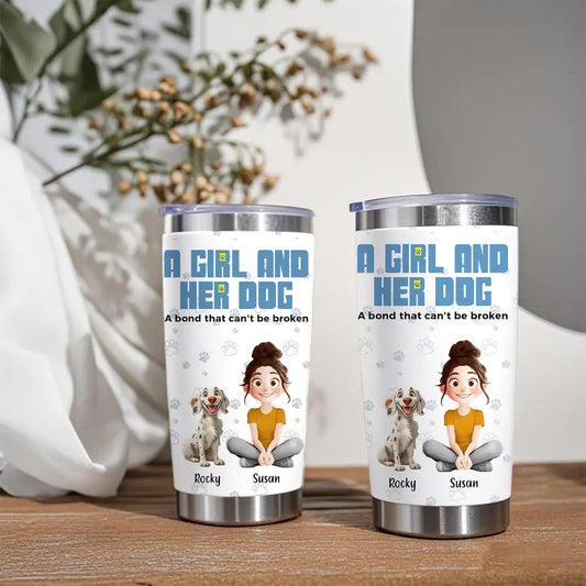 A Girl and Her Dog – Custom Insulated Travel Tumbler, Gift for Dog Lovers