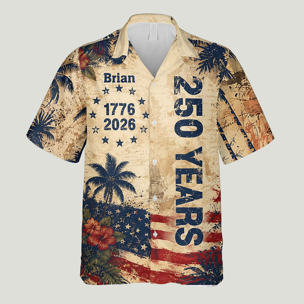 250 Years Vintage US Independence Day Aloha Shirt & Pants Set - Personalized Independence Day/ 4th of July Hawaiian Shirt & Men Shorts