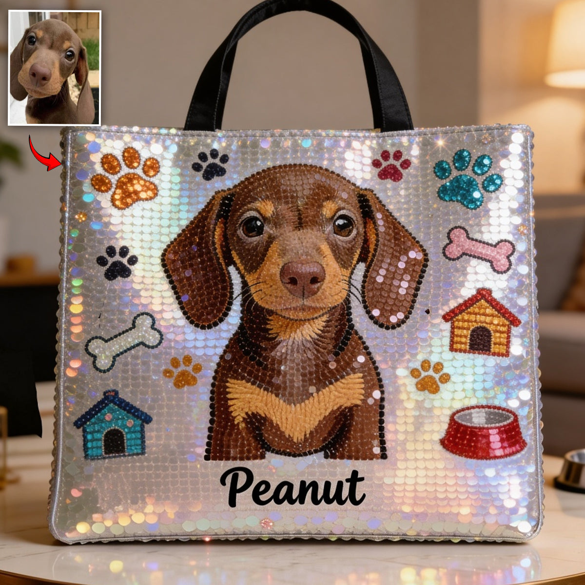 I Love My Dog - Personalized Dog Tote Bag
