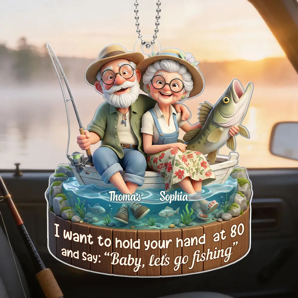Acrylic Ornament Personalized Sweet Fishing Date Scene Heartwarming Holiday Decor Unique Creative Gift for Couples