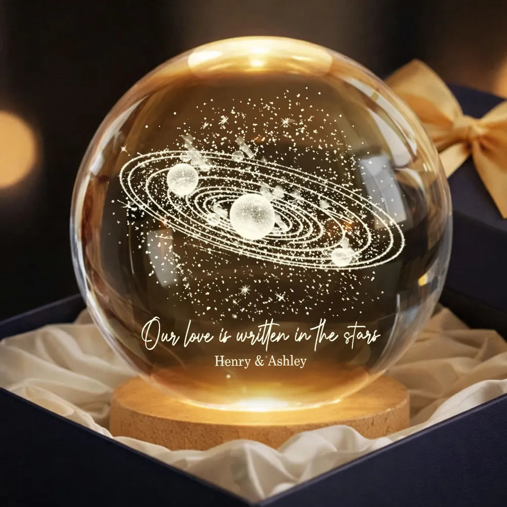 Personalized Globe Lamp with Starry Orbit Design Romantic Night Light Unique Gift for Couple