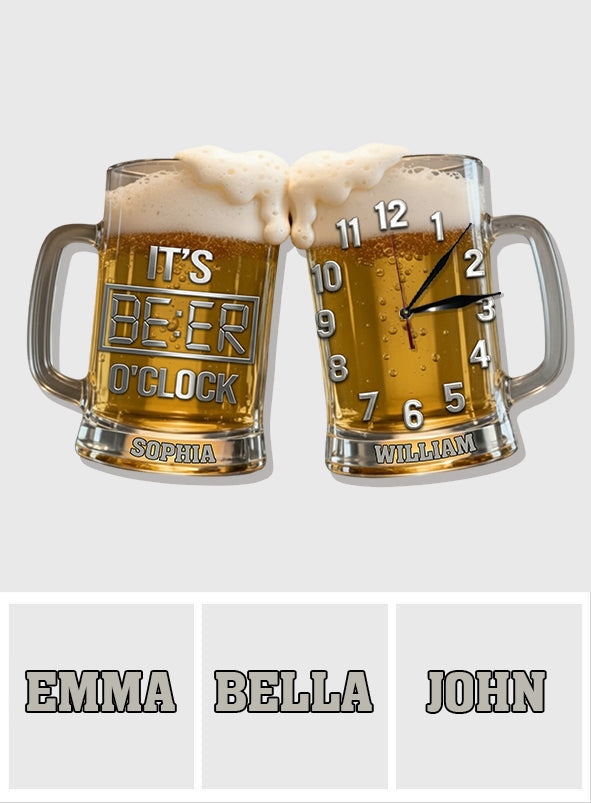 It's Beer O'clock - Personalized Beer LED Light Wall Clock