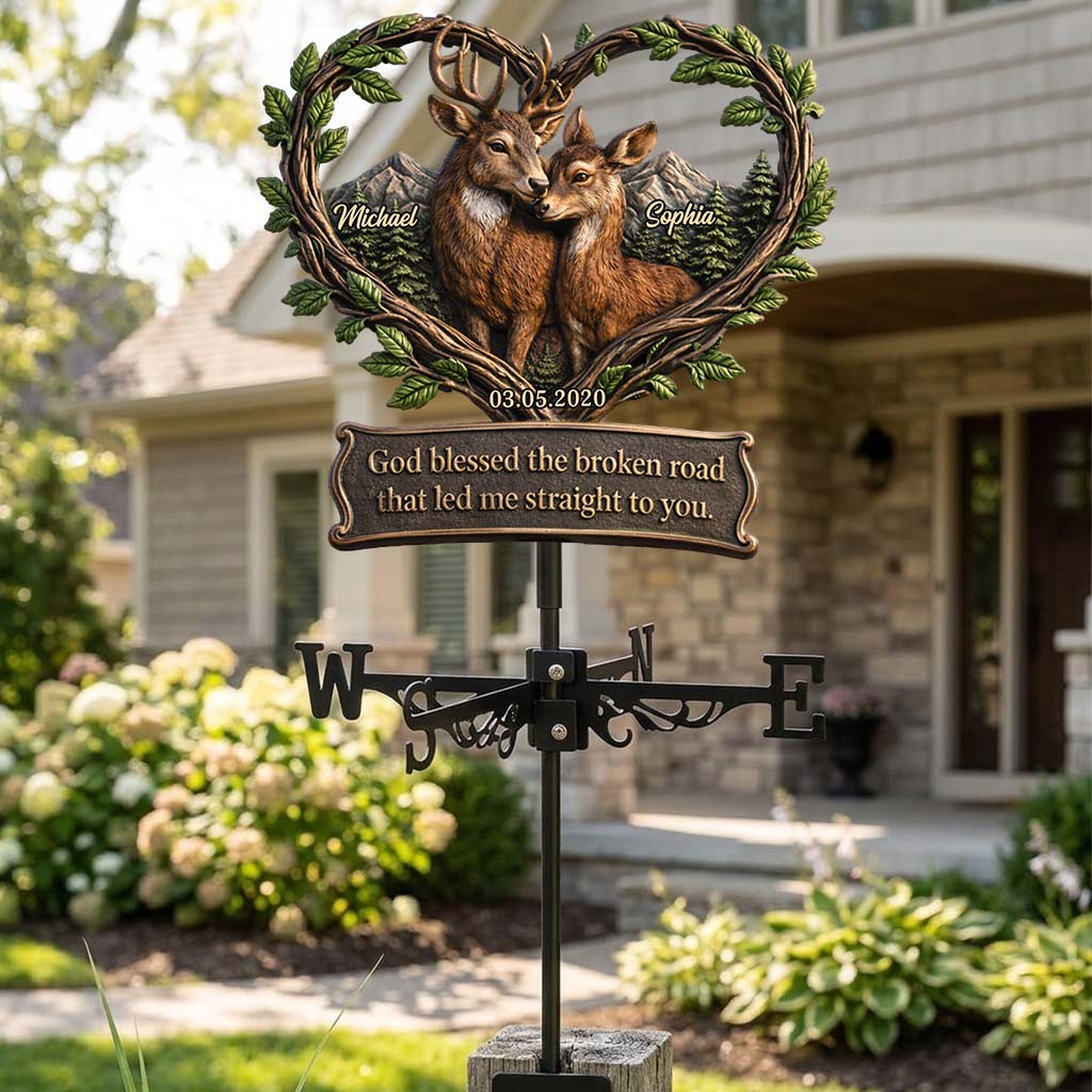 God Blessed The Broken Road - Personalized Couple Weather Vane