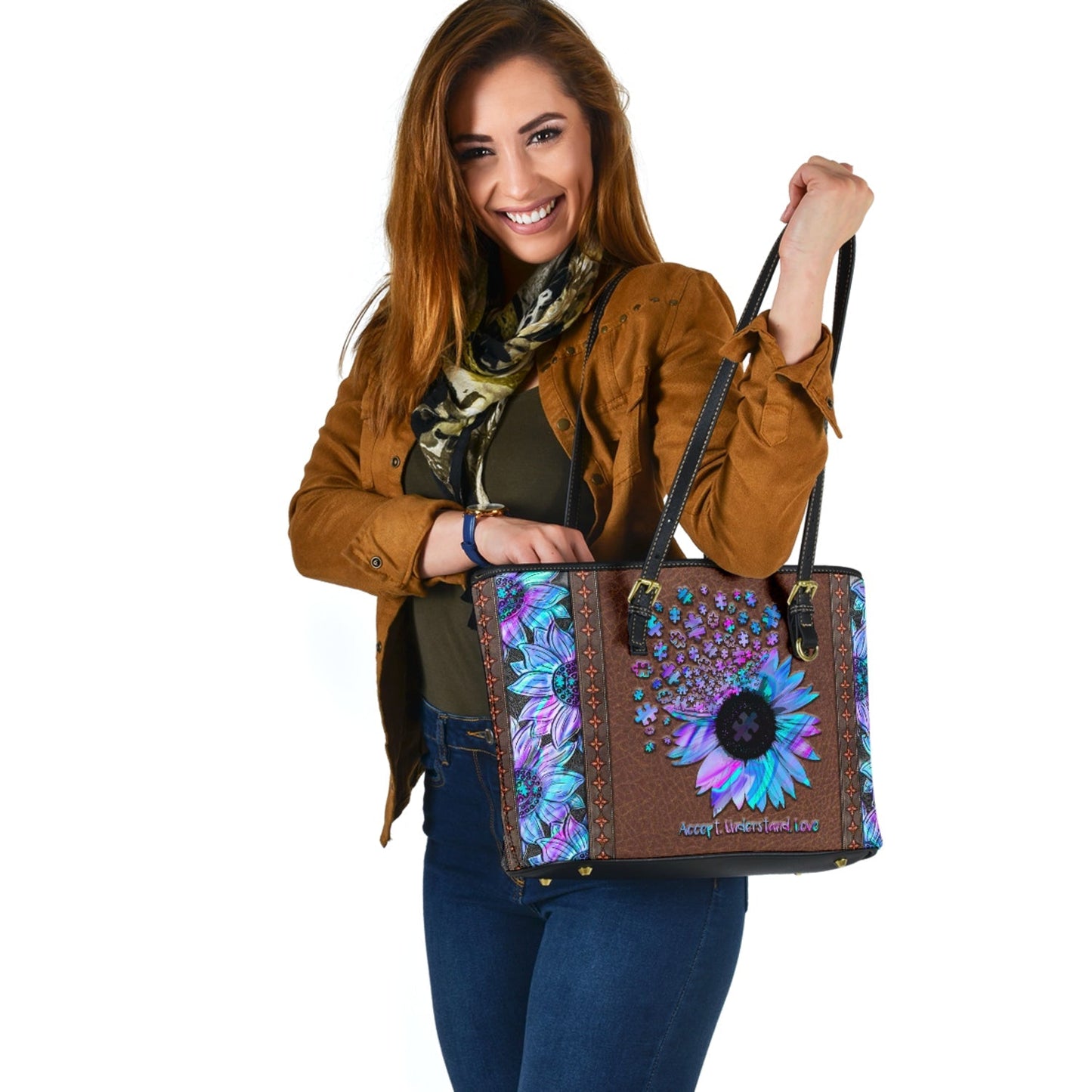 Accept Understand Love Autism Awareness Leather Bag 0622