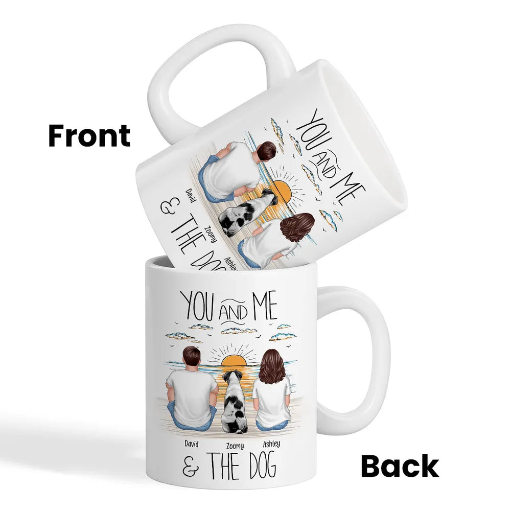 “You, Me & the Dog” Personalized Sunrise Mug – Romantic Gift for Dog Lovers or Cat Lovers