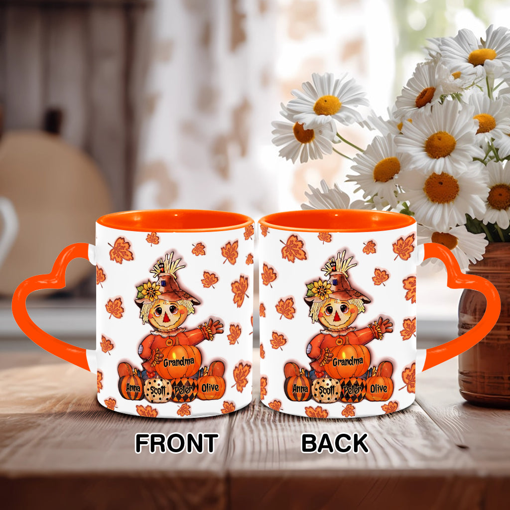 Grandma Fall - Personalized Grandma Heart Handle Mug