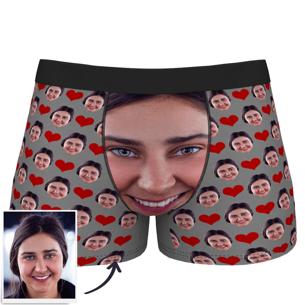 Custom Wife Or Girlfriend Face Boxers - Personalized Couple Men's boxer briefs