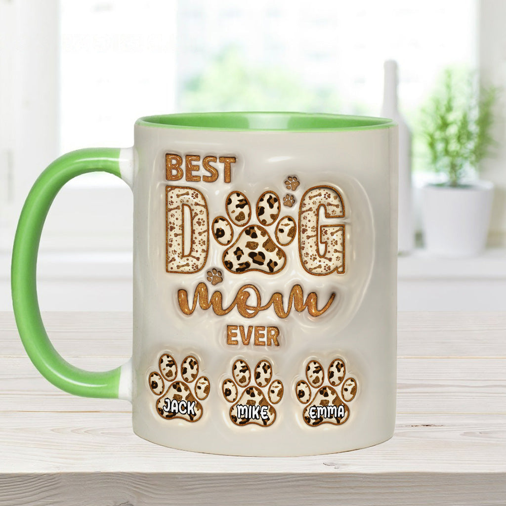 Best Dog Mama Ever - Personalized Dog Accent Mug