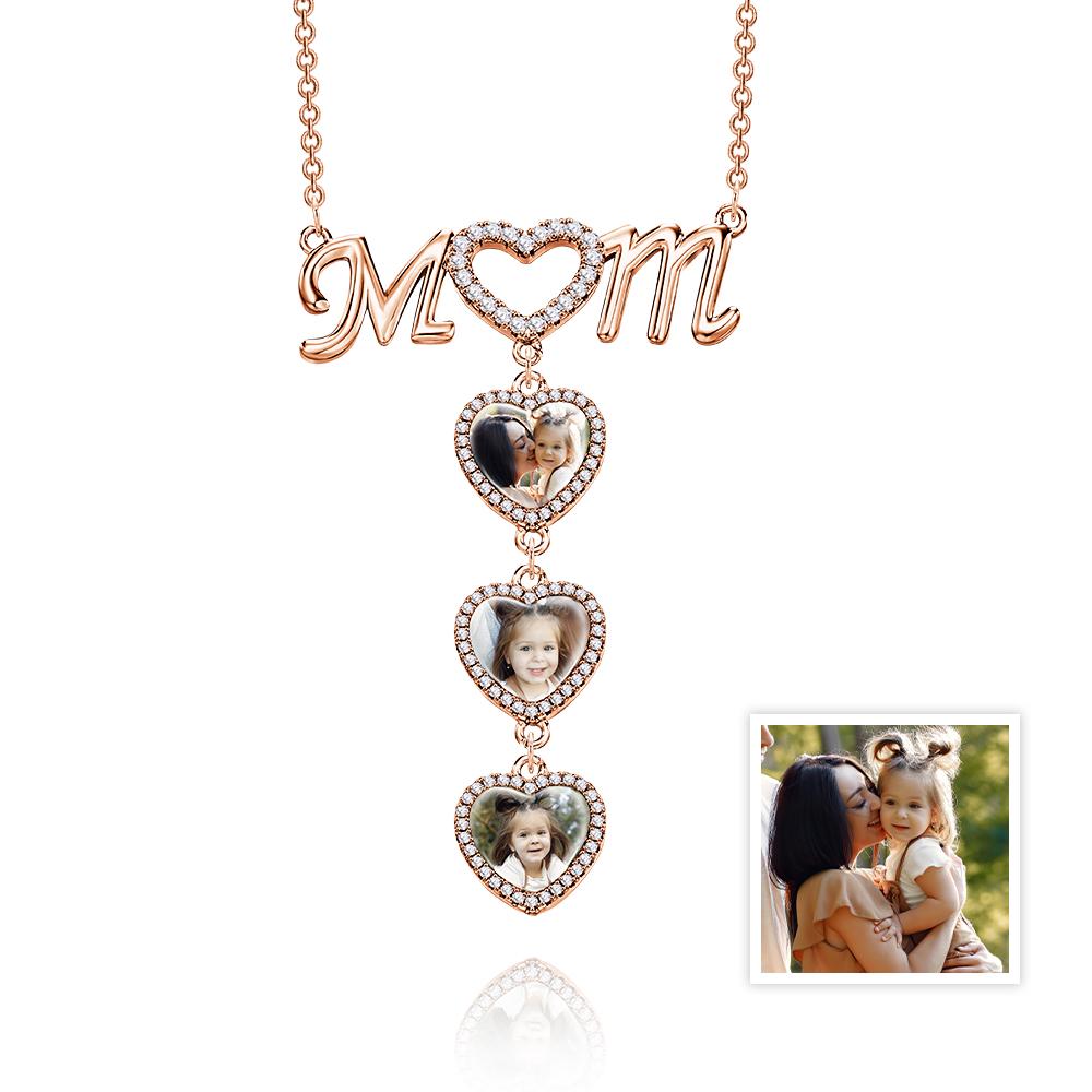 I Love You Mom - Personalized Mother Photo Heart Mom Necklace