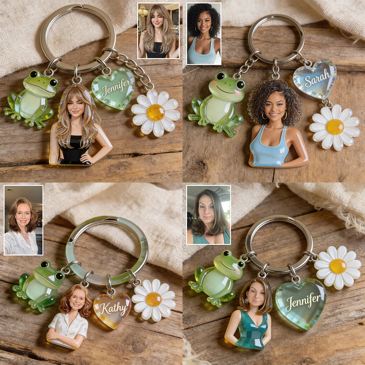 Custom Any Photo - Personalized Frog Keychain With Charms