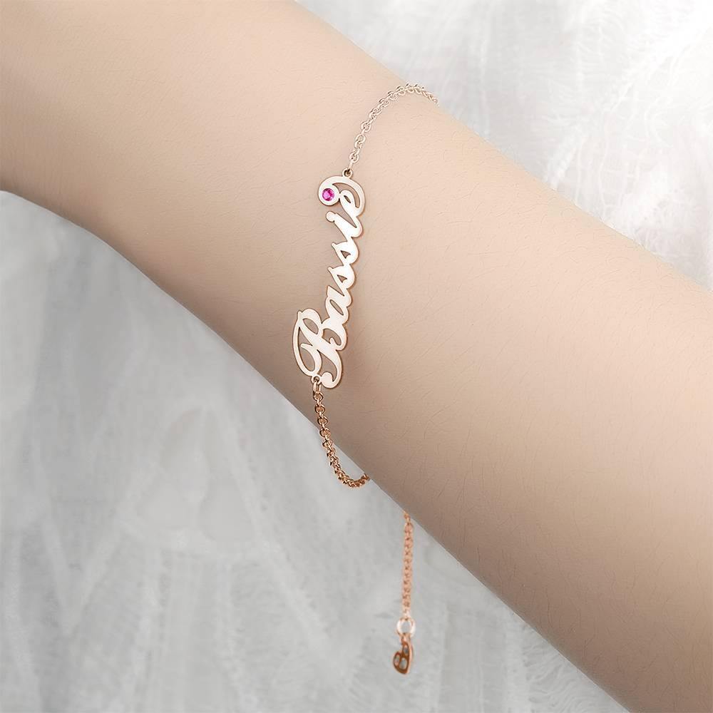 Any Name - Personalized Name Bracelet with Custom Birthstone