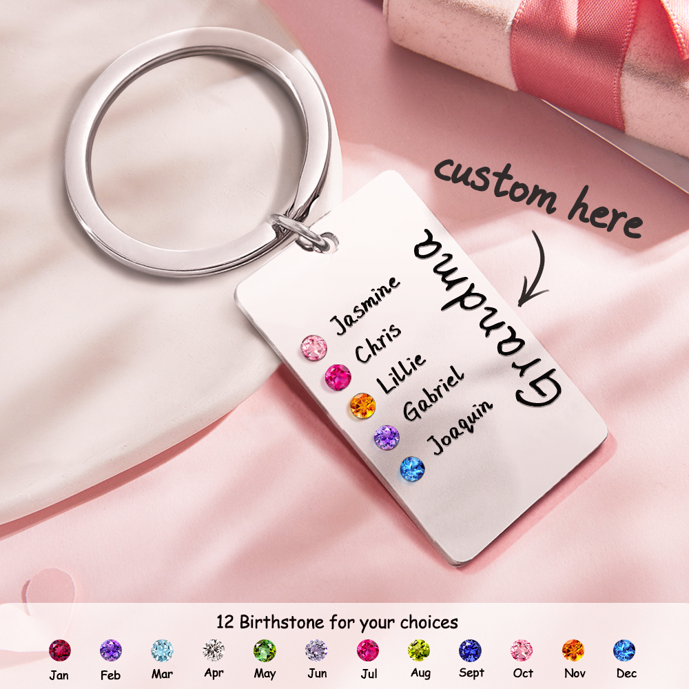 Custom Birthstone For Grandma, Mom - Gift for grandma, mom - Personalized Birthstone Keychain