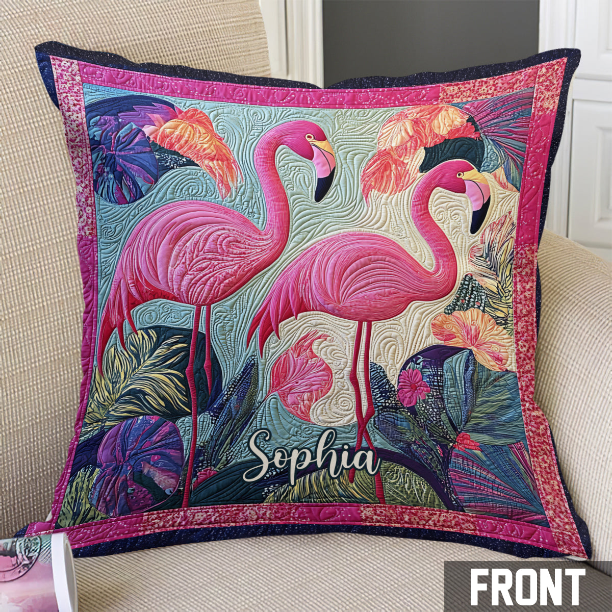 Beautiful Flamingo - Personalized Flamingo Throw Pillow