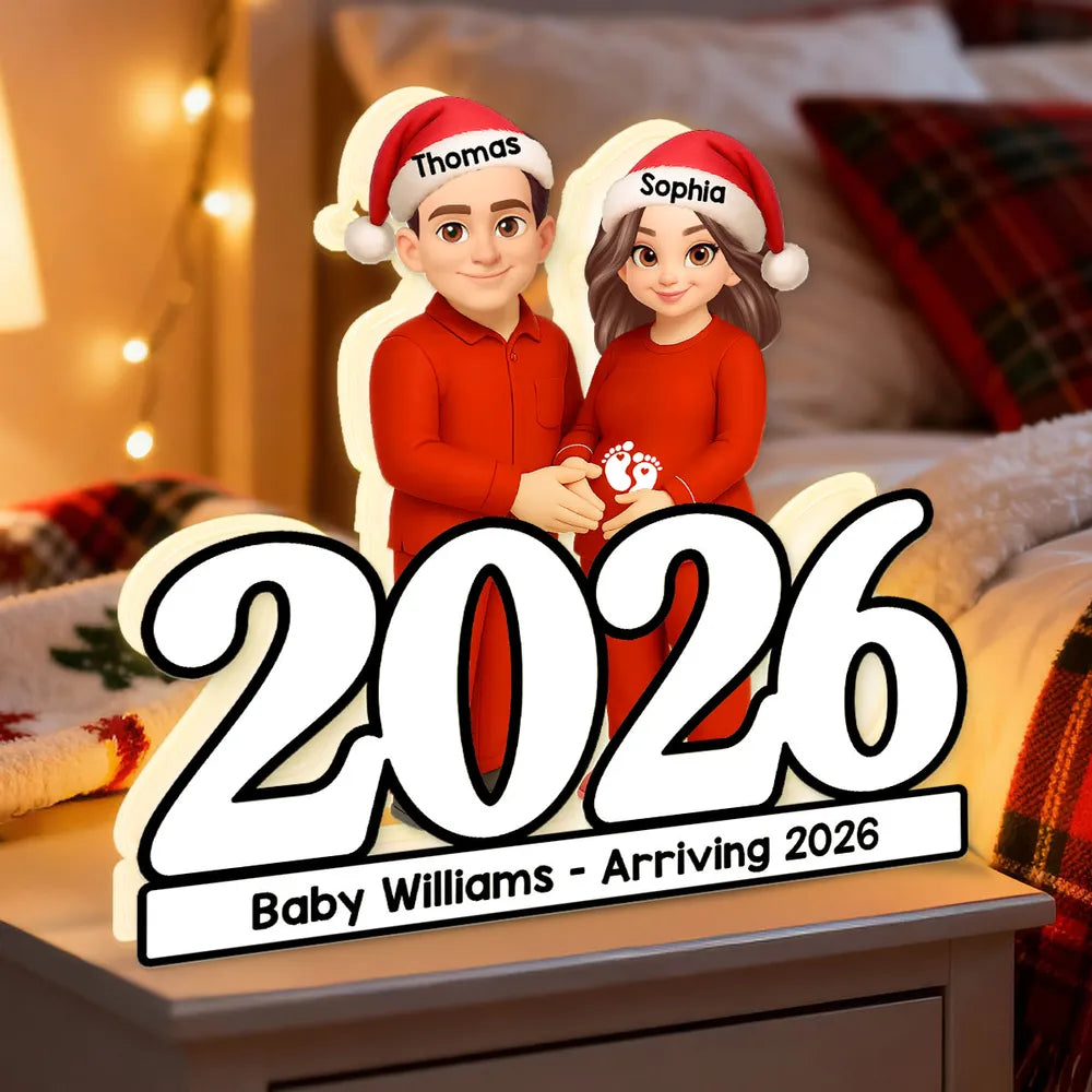 Acrylic Light Box, Personalized Christmas Pregnancy Reveal, Warm Glow Mantel Decor, Unique Gift for New Parents
