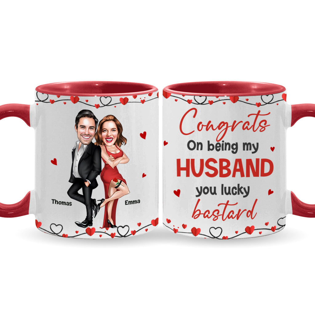Congrats On Being My Husband - Personalized Couple Accent Mug