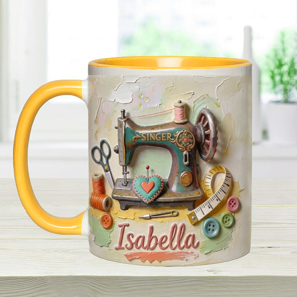 Just a Girl Who Loves Sewing - Personalized Sewing Accent Mug & Coaster