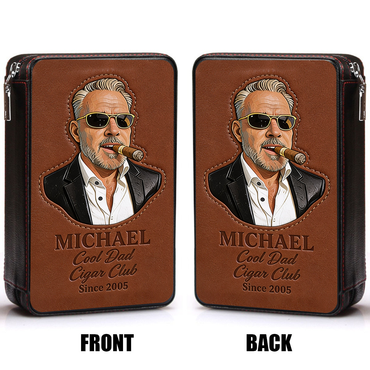 Dad Loves Cigars - Personalized Father Travel Cigar Humidor Case