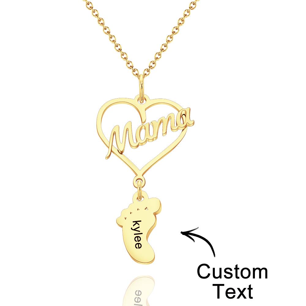 Heart Baby Feet Charm - Personalized Newborn Necklace