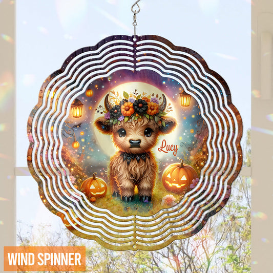 Halloween Highland Cow - Personalized Wind Spinner