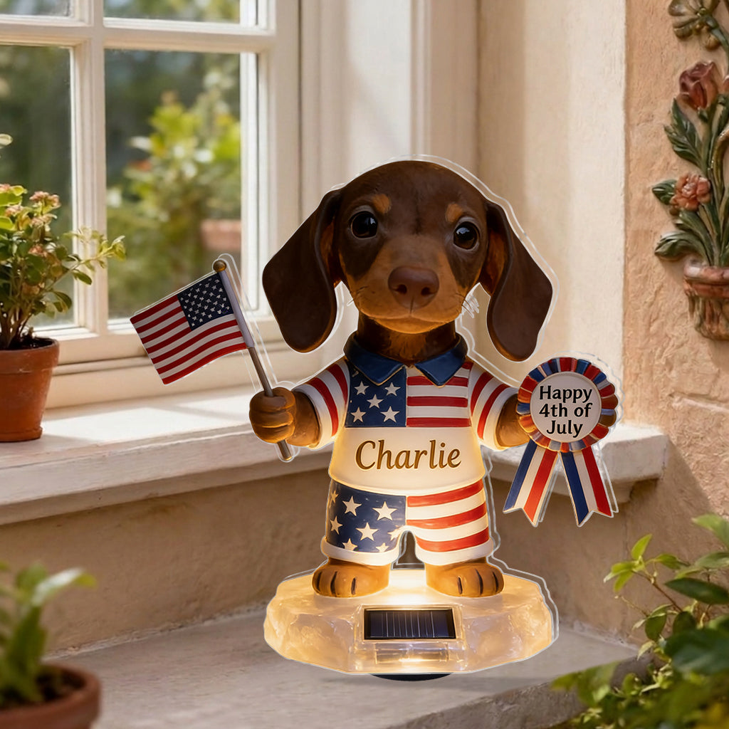 Happy 4th Of July - Personalized Dog Solar Acrylic Light