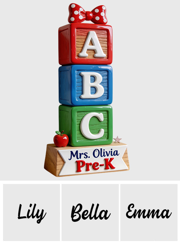 ABC Blocks 3D Shaped Plaque - Personalized Teacher Custom Shaped Wood Sign