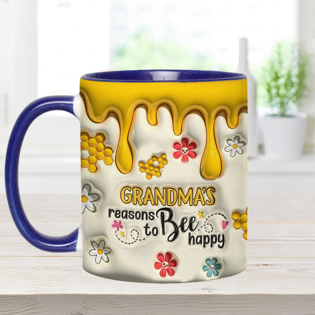 Grandma's Reasons To Bee Happy - Personalized Grandma Accent Mug