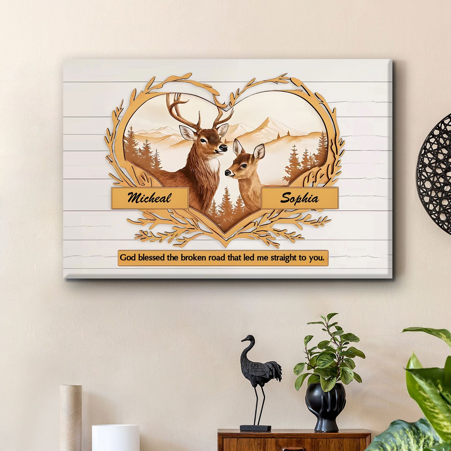 "Personalized Deer Couple Canvas - Romantic Valentine’s Day Gift for Couples - Celebrate Your Love Story"