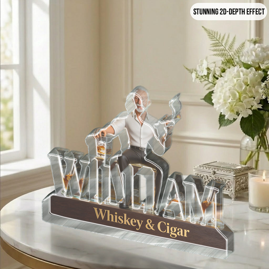 Custom Any Photo Whiskey & Cigar - Personalized Whisky Custom Shaped Acrylic Plaque