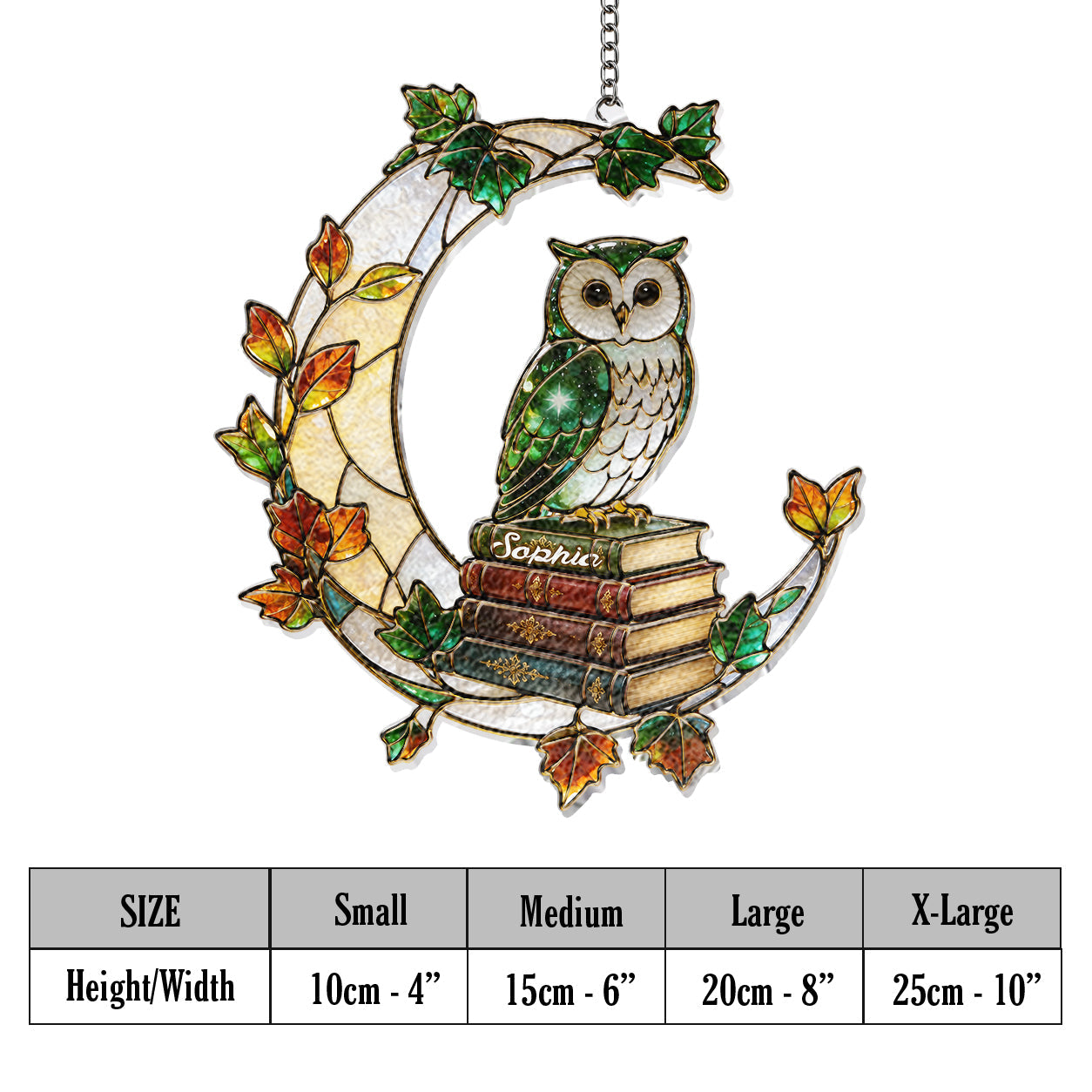 Book Worm - Personalized Book 3D Printed Glass Suncatcher