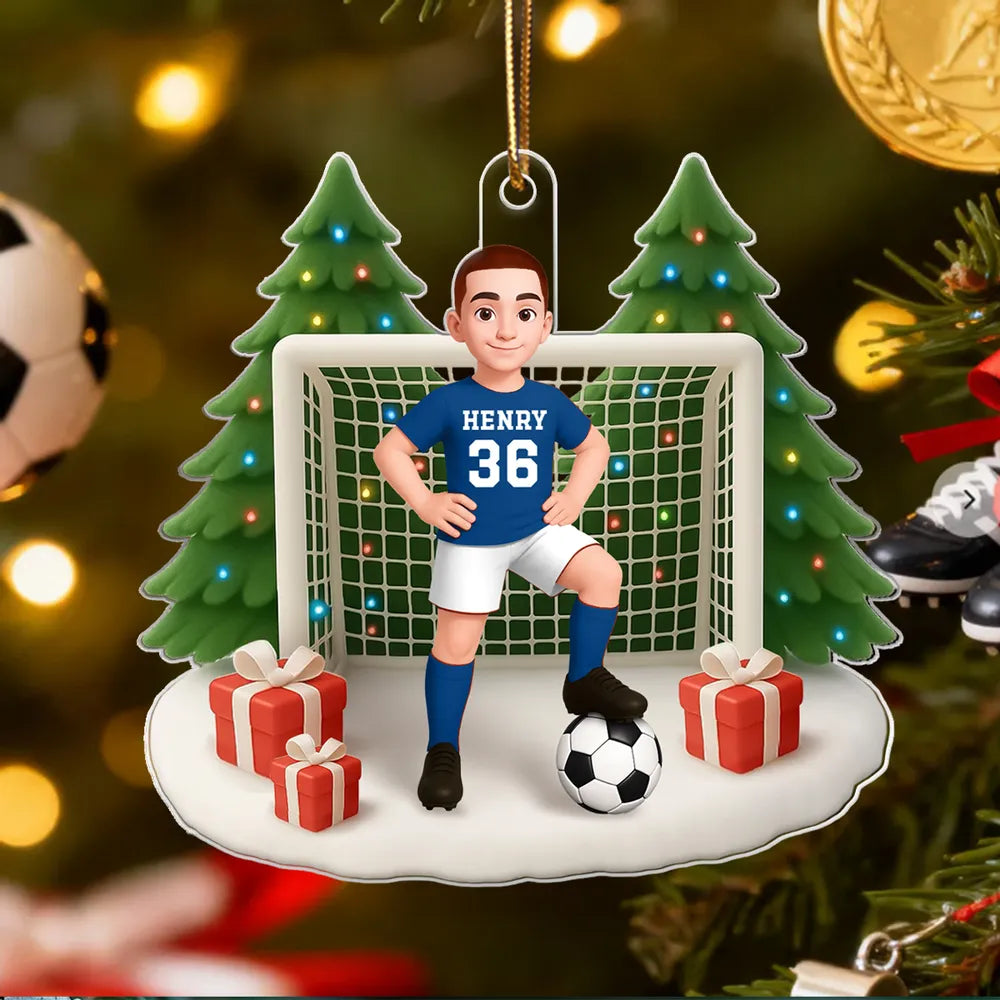 Soccer Acrylic Ornament – Sporty Holiday Gift for Football Lovers, Festive Christmas Tree Decoration