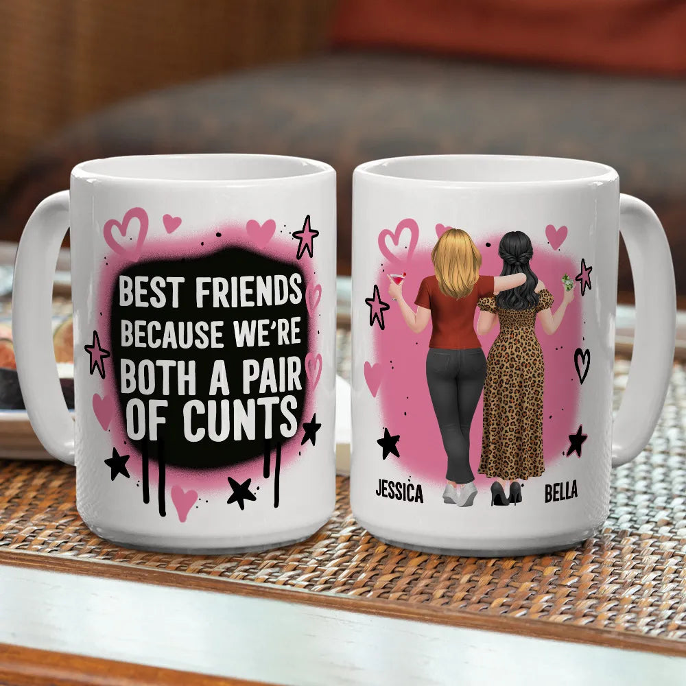 Personalized Best Friends Mug with Bold Funny Quote – Custom Characters, Unique Gift for Your Bestie