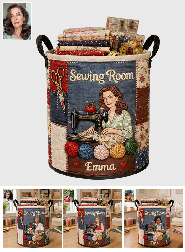 Custom Any Photo Perfect Basket For Sewing Lovers - Personalized Sewing Storage Basket