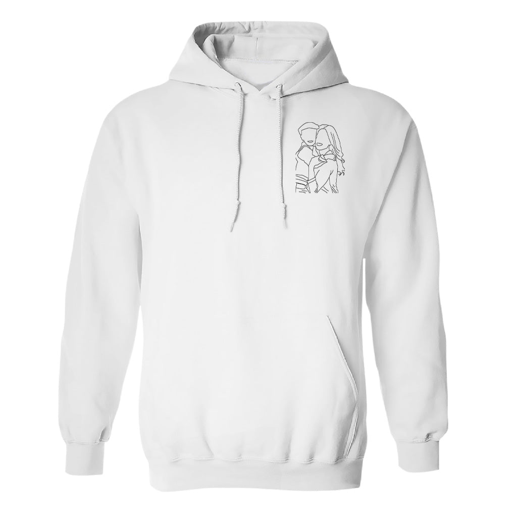 Custom Line Art - Personalized Aunt Embroidered Hoodie