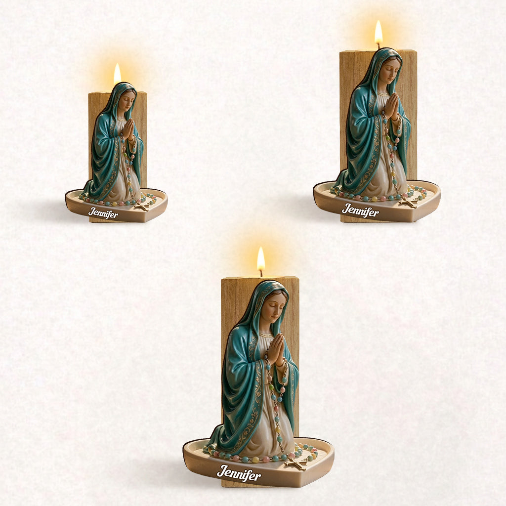 Believe - Personalized Christian Custom Shape Wooden Candle Holder