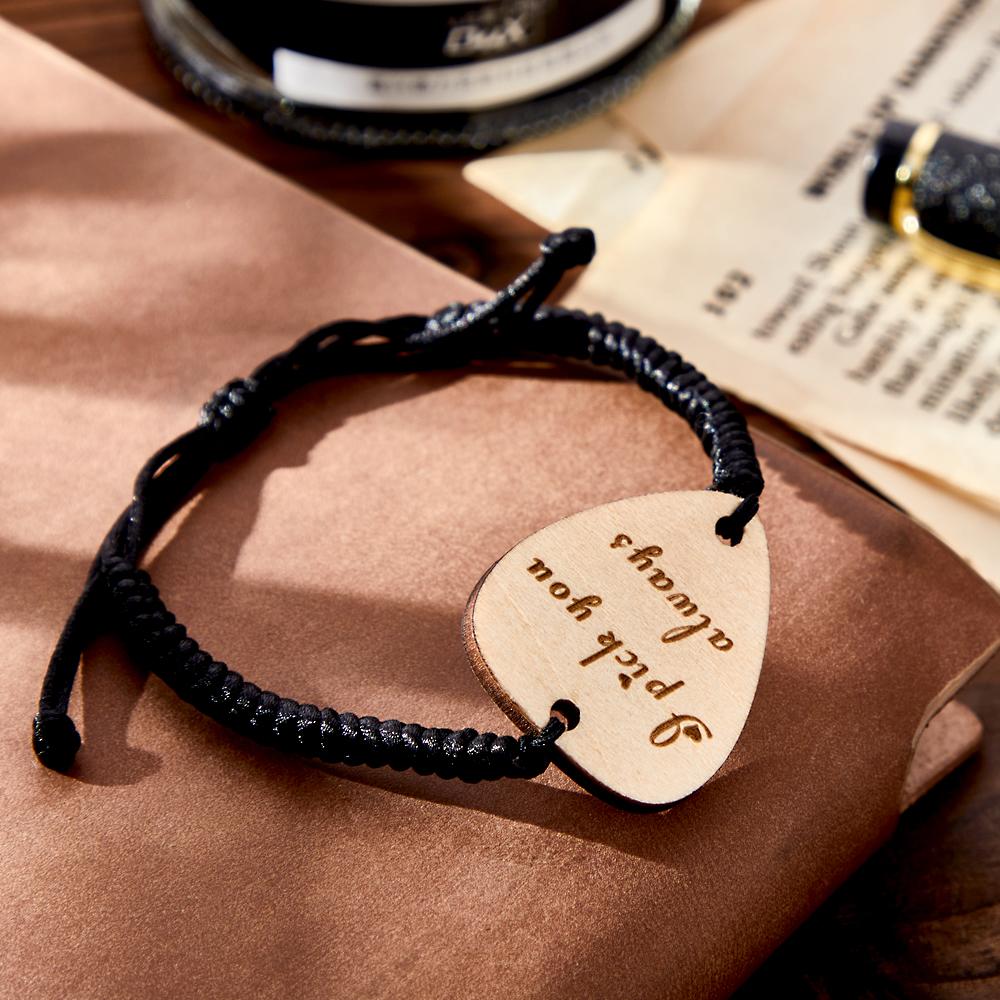 Any Text - Personalized Guitar Bracelet Guitar Pick