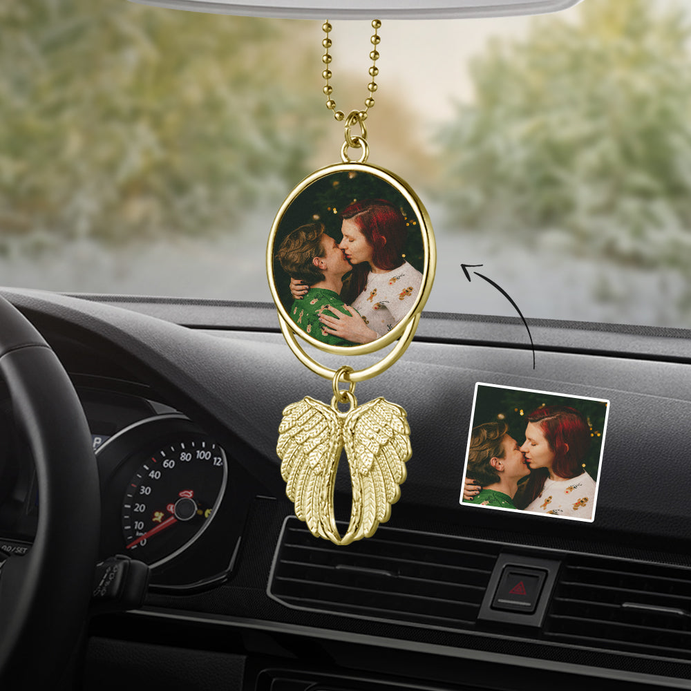 Any Family Photo - Personalized Wing Car ornament