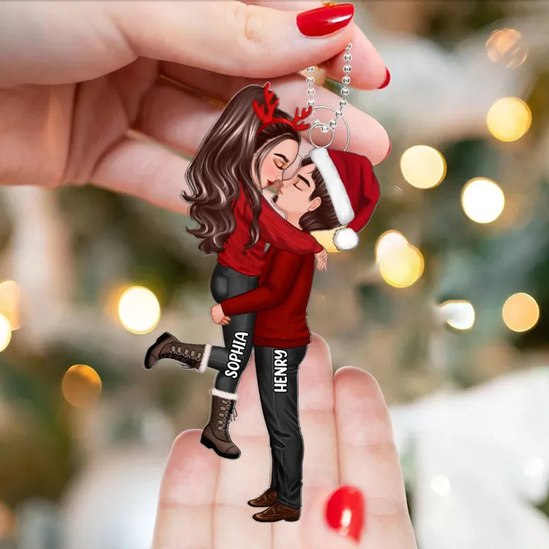 Acrylic Ornament, Personalized Christmas Couple Hug, Ready for the Tree, Romantic Keepsake, a Unique Gift for Your Partner