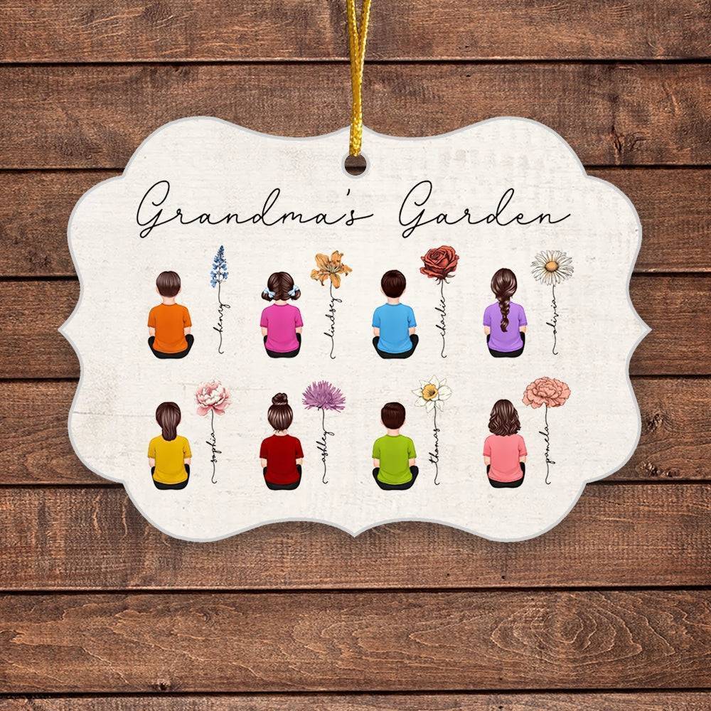 Blooming Heritage - Vintage Birth Month Floral Wooden and Acrylic Ornament with Grandkids' Names - Ideal Mother's Day Gift for Grandma, Mom, &amp; Aunt