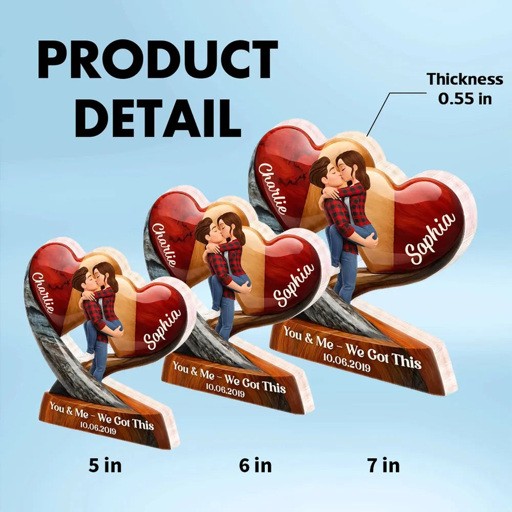 You & Me We Got This Personalized Shaped Acrylic Block Plaque Romantic Couple Keepsake Valentine's Day Gift