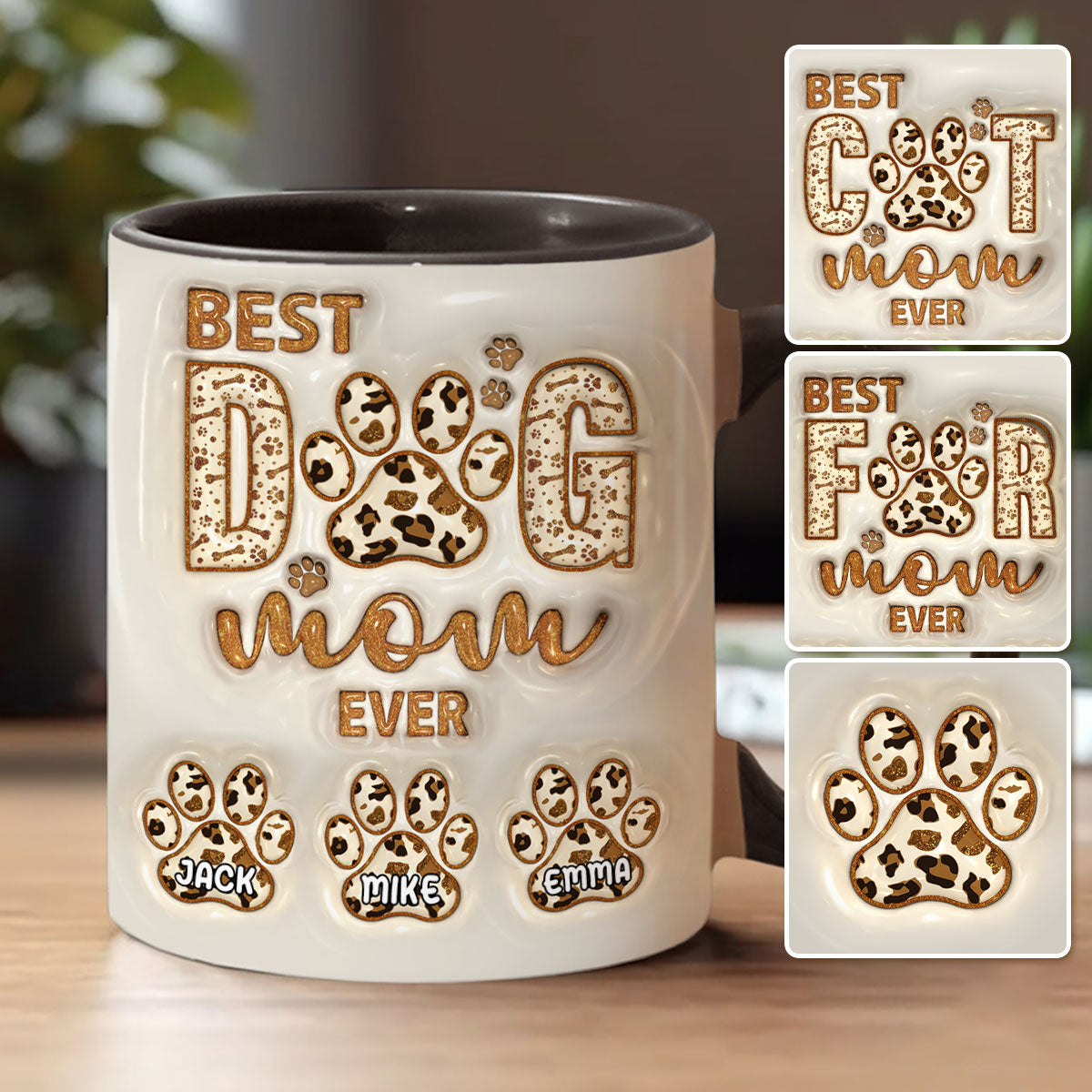 Best Dog Mama Ever - Personalized Dog Accent Mug