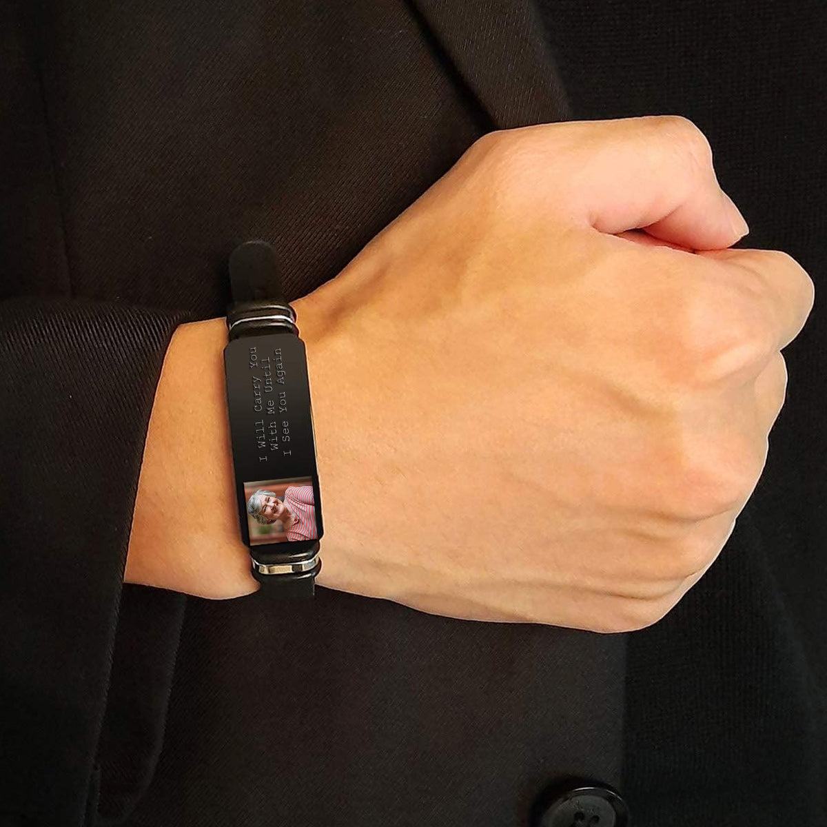 Custom Photo I'll Carry You - Personalized Memorial Engraved Bracelet