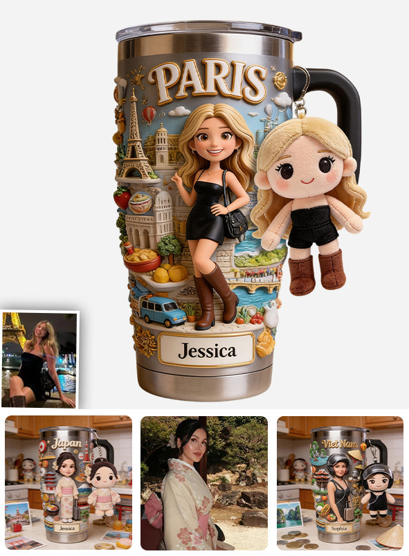 Just A Girl Who Loves Travelling - Personalized Travelling Tumbler With Handle