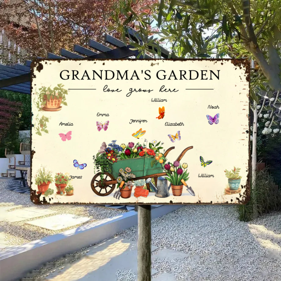Personalized "Grandma's Garden" Poster, Keychain, Plaque, Ornament, Pillow, Wallet Card, Cup, and Sign - A Perfect Gift for Family Love and Cherished Memories