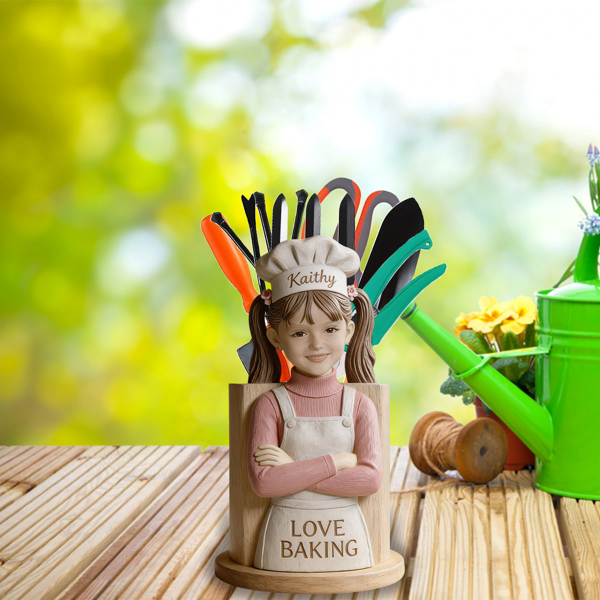 Love Baking - Personalized Wooden Baking Utensils Holder