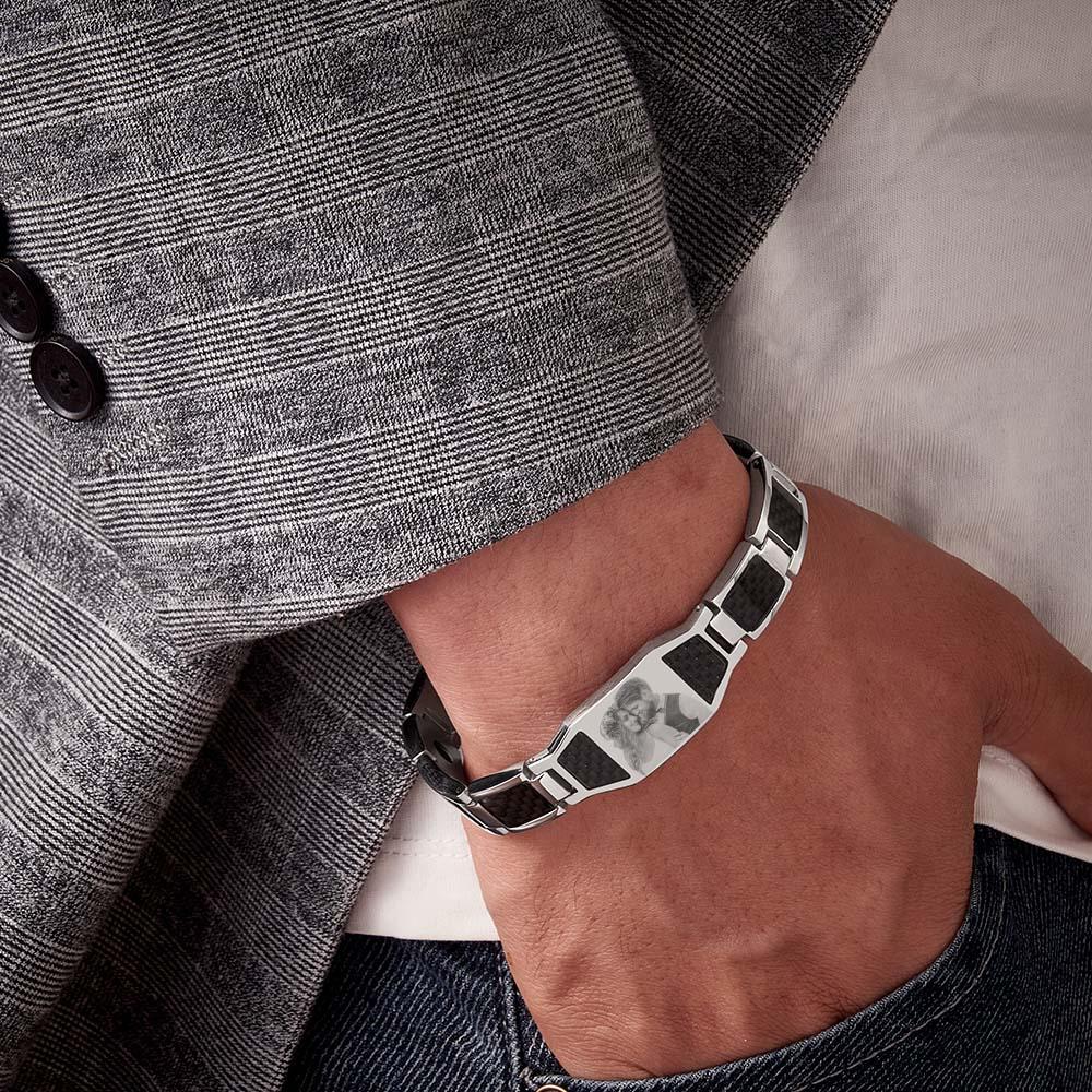 Any Photo - Personalized Photo ID Bar Men's Bracelet Bangle