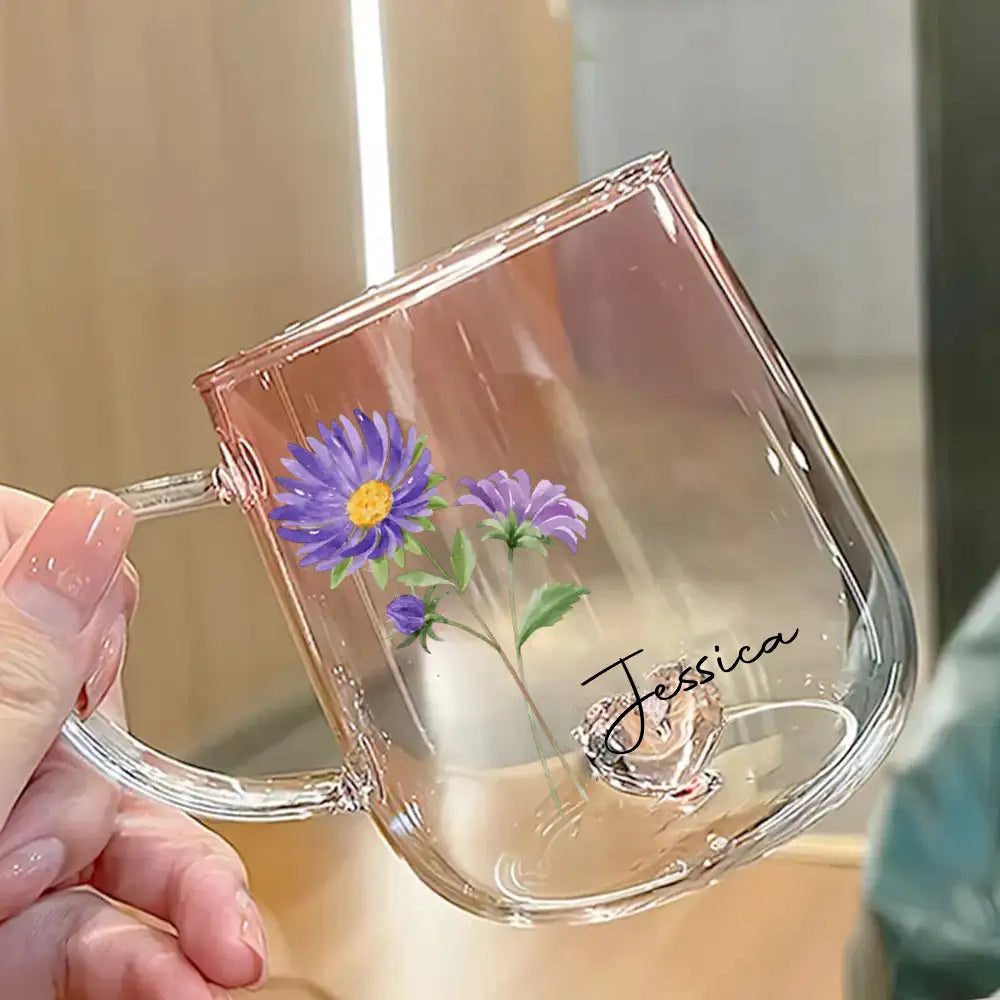 Blooming Gradient Glass Mug – Gift for Sisters, Wife, or Grandma
