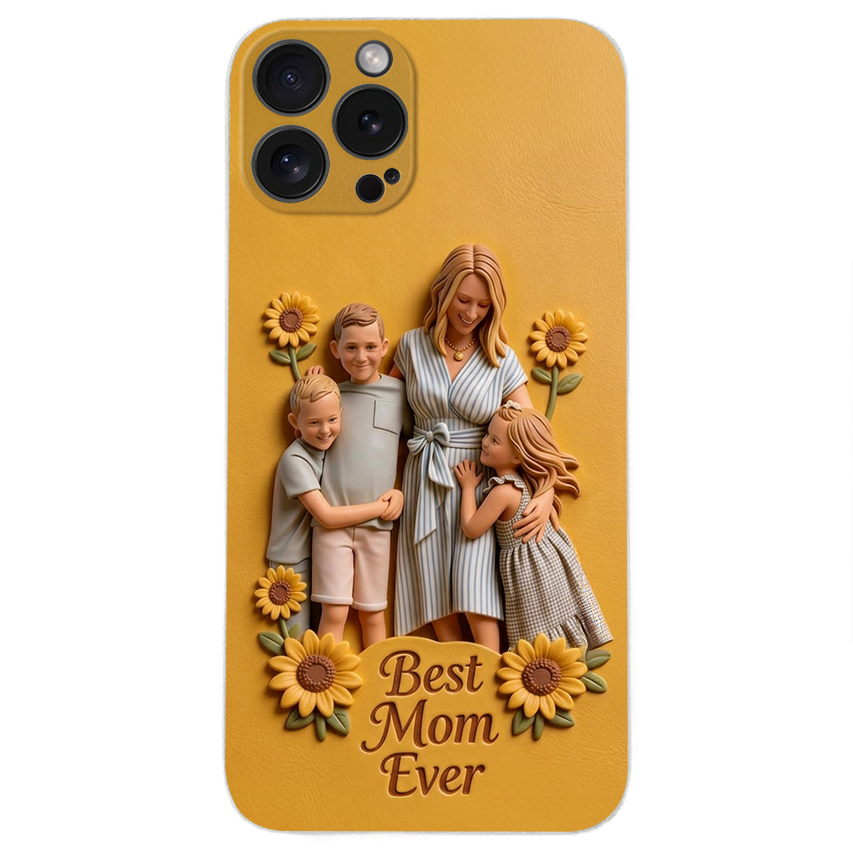 Best Mom Ever - Personalized Mother 3D Embossed Leather Phone Case